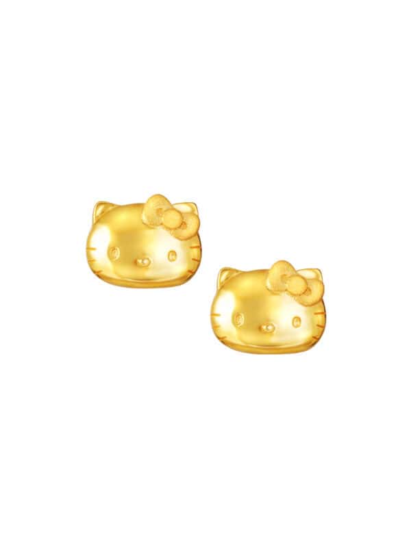 TOMEI X SANRIO Winter Wonders Hello Kitty Earrings, Yellow Gold 916