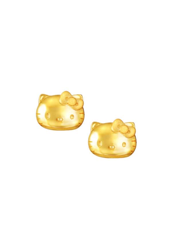 TOMEI X SANRIO Winter Wonders Hello Kitty Earrings, Yellow Gold 916