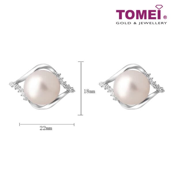 TOMEI Pearl Diamond Earrings, White Gold 750 (E611)