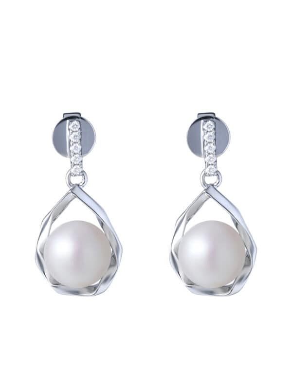 TOMEI Pearl Earrings, White Gold 585