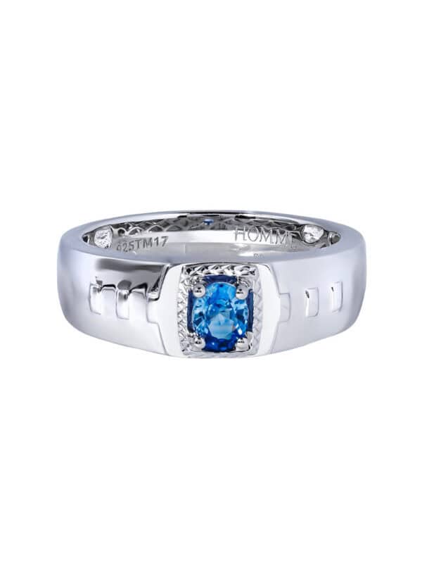 TOMEI Homme Collection Sapphire Men Ring, Silver+Palladium