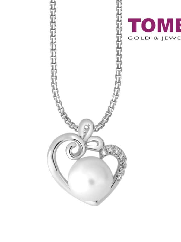 TOMEI Pearl Diamond Pendant Set, White Gold 375+585 (P2905V)