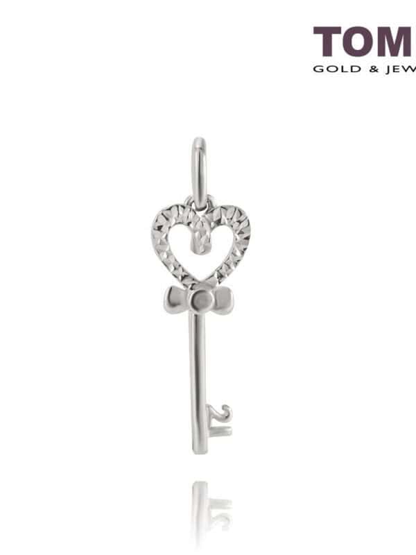 TOMEI Key to My Heart Pendant, White Gold 585