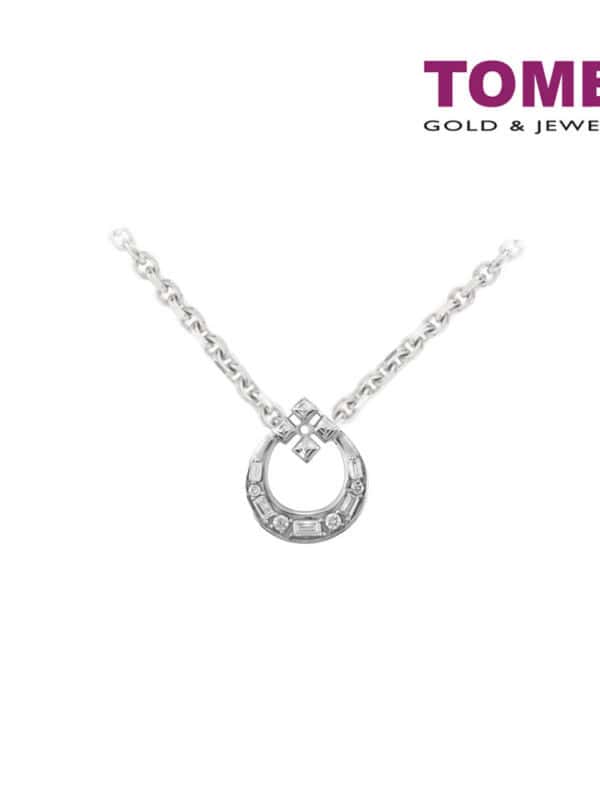 TOMEI Glittery Droplet Diamond Pendant Set, White Gold 585 (P6214)