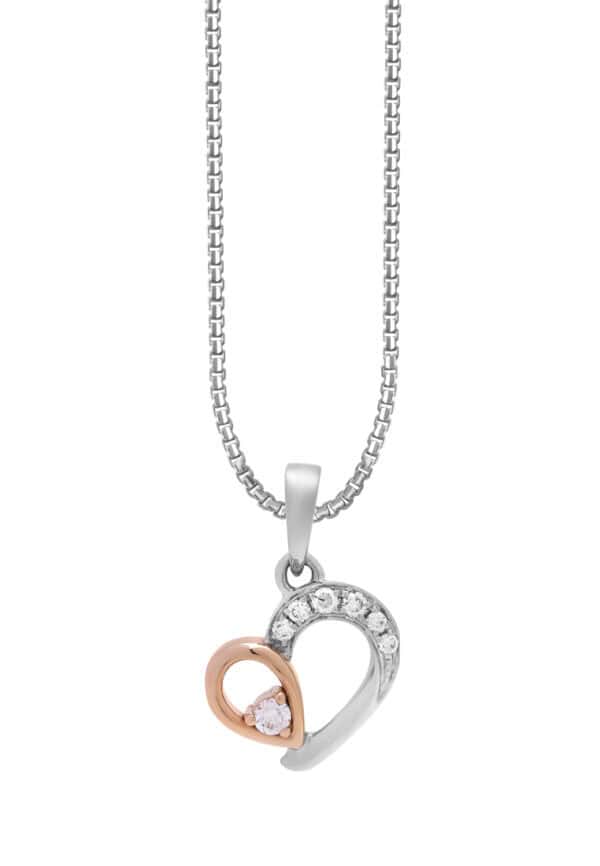 TOMEI Love Is Beautiful Collection Diamond Pendant Set, White+Rose Gold 585