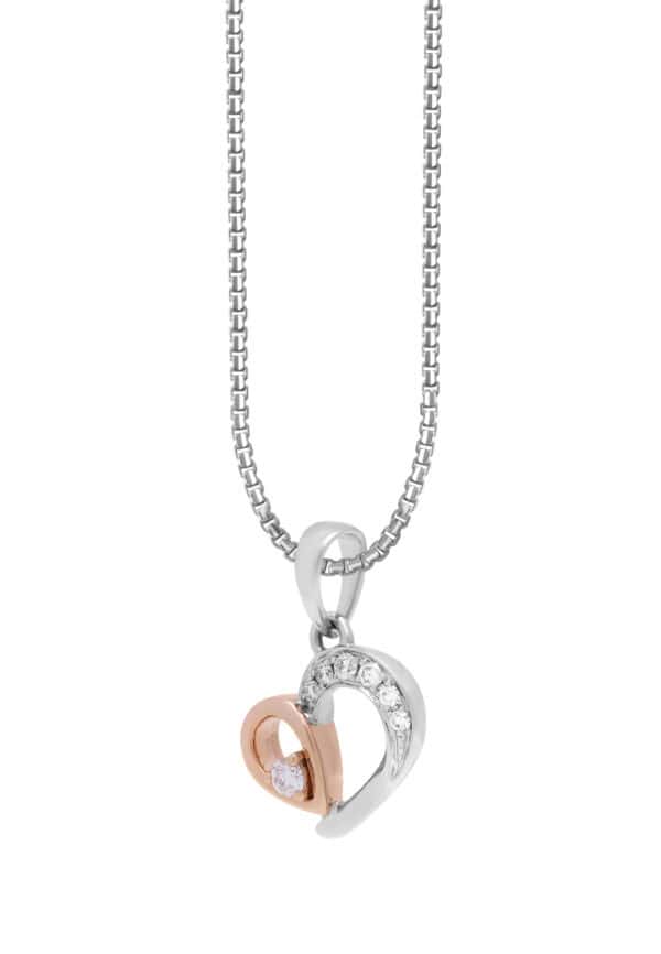 TOMEI Love Is Beautiful Collection Diamond Pendant Set, White+Rose Gold 585