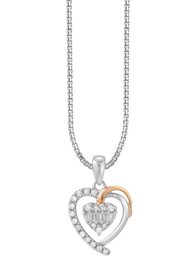 TOMEI Love Is Beautiful Collection Diamond Pendant Set, White+Rose Gold 585