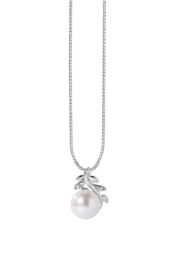 TOMEI Pearl Pendant Set, White Gold 585