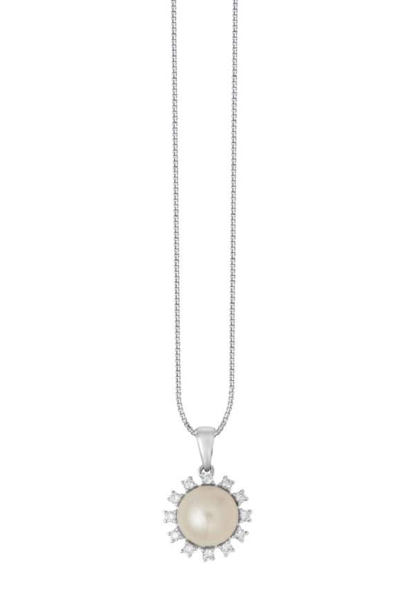 TOMEI Pearl Pendant Set, White Gold 585