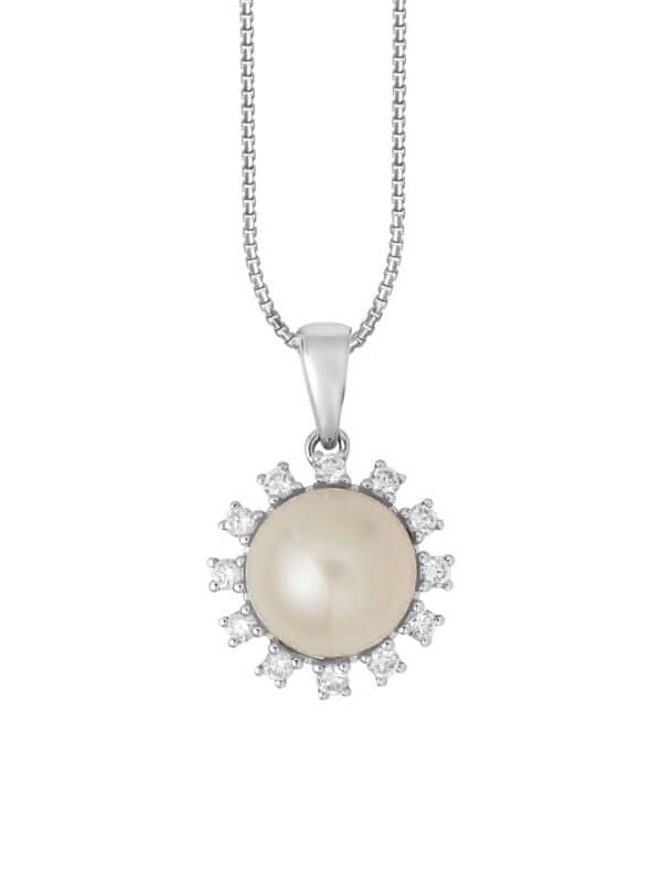 TOMEI Pearl Pendant Set, White Gold 585