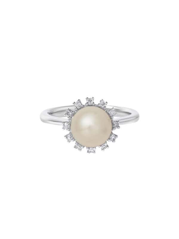 TOMEI Pearl Ring, White Gold 585