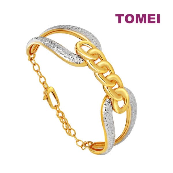 TOMEI Dual-Tone Knotted Bangle, Yellow Gold 916