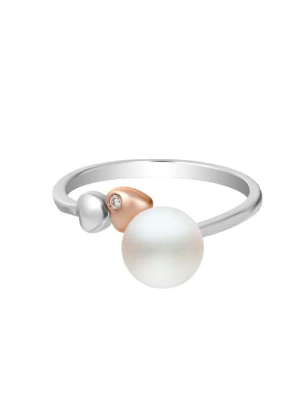 TOMEI Pearlette Ring, White+Rose Gold 375