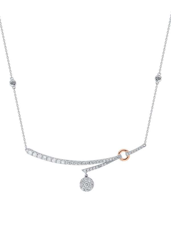 TOMEI Diamond Necklace, White+Rose Gold 750