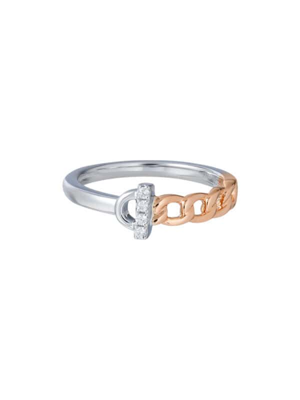 TOMEI Diamond Ring, White+Rose Gold 585