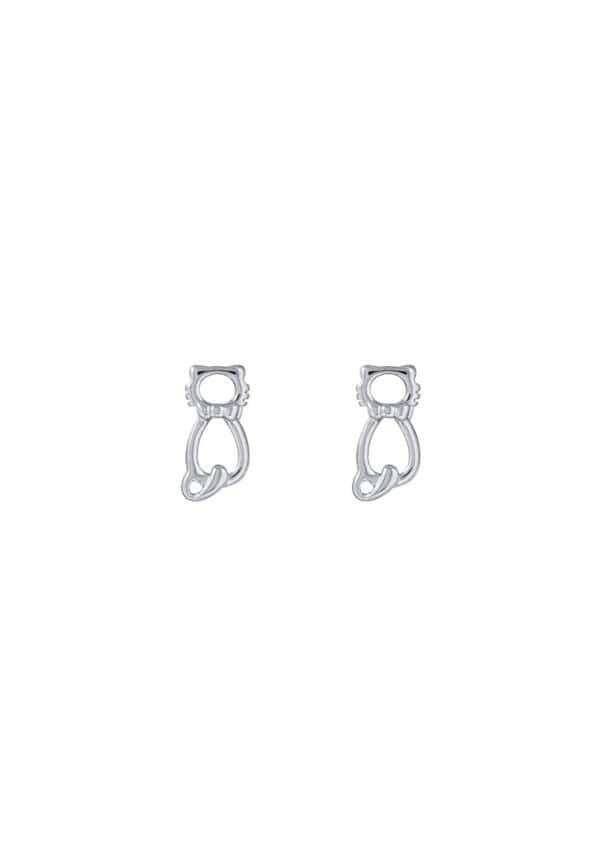 TOMEI Kitten Earrings, White Gold 585