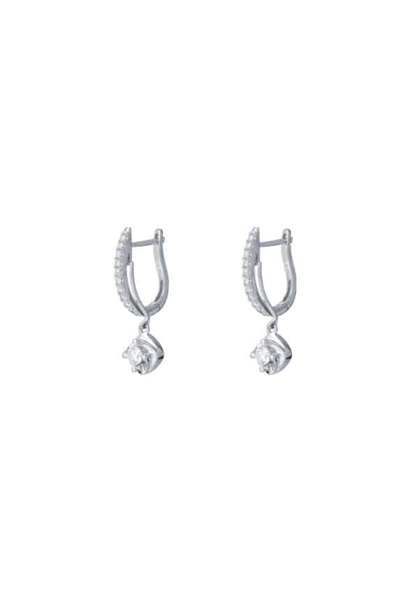 TOMEI Dangling Loop Earrings, Diamond White Gold 750