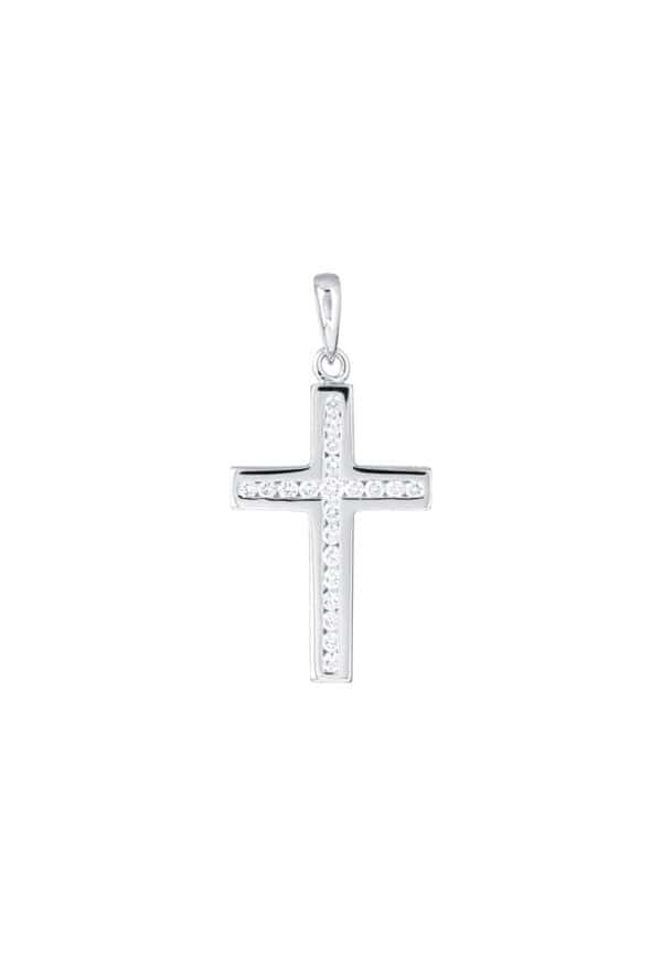 TOMEI Cross Diamond Pendant, White Gold 750