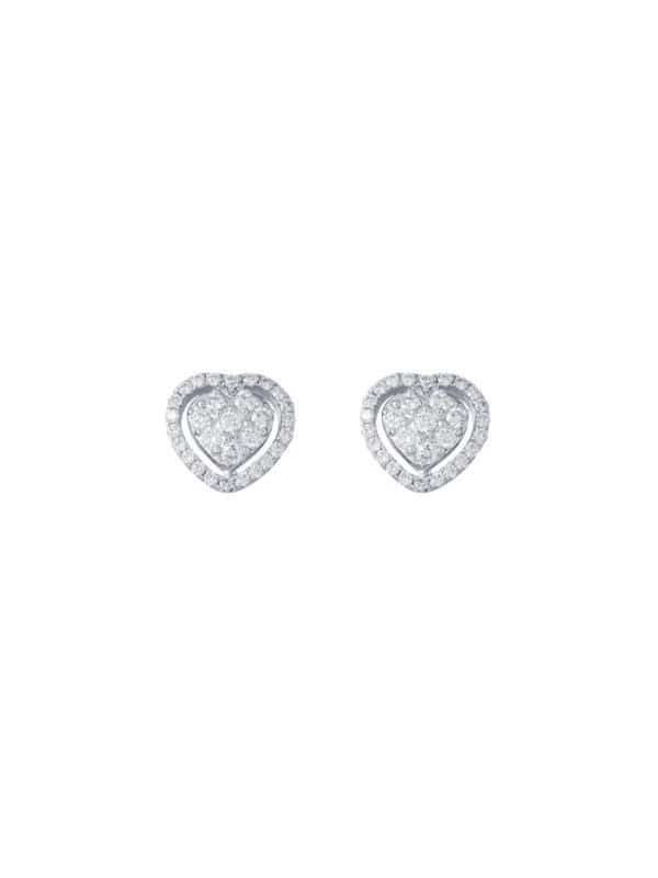 TOMEI Heart Earrings, Diamond White Gold 750