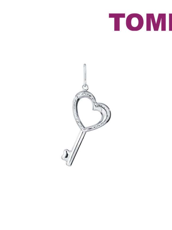 TOMEI Key Love Pendant, White Gold 750