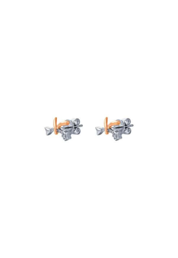 TOMEI Diamond Earrings, White+Rose Gold 585