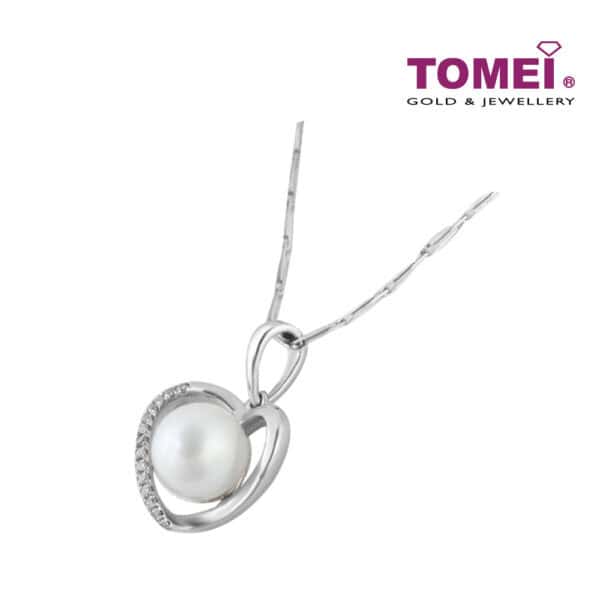 TOMEI Glamorously Verve Heart Pendant Set, Pearl White Gold 585 (P4523)