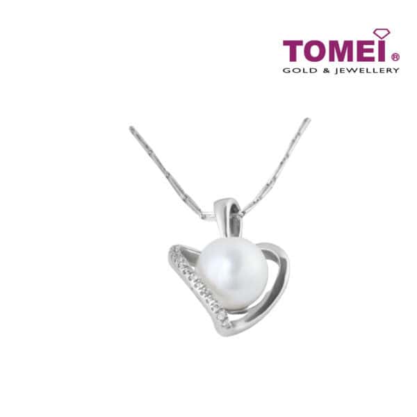 TOMEI Glamorously Verve Heart Pendant Set, Pearl White Gold 585 (P4523)