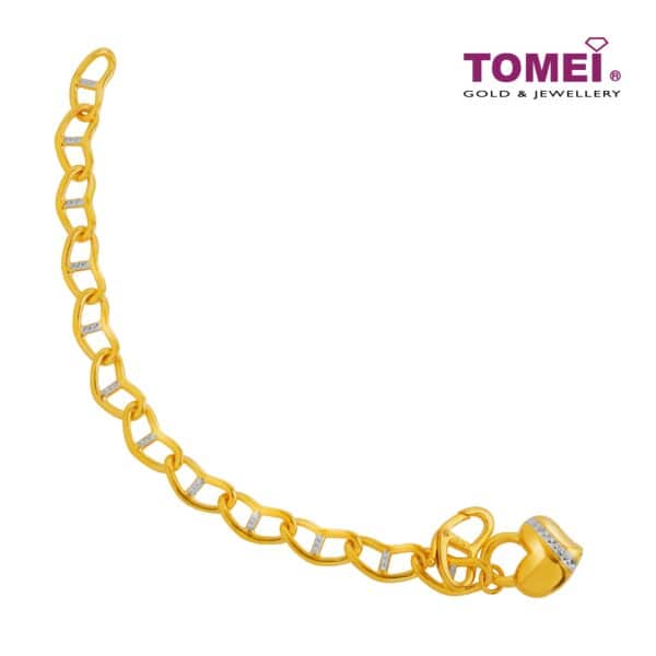 TOMEI Dual-Tone Heart Trace Bracelet, Yellow Gold 916