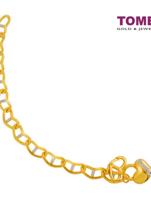 TOMEI Dual-Tone Heart Trace Bracelet, Yellow Gold 916