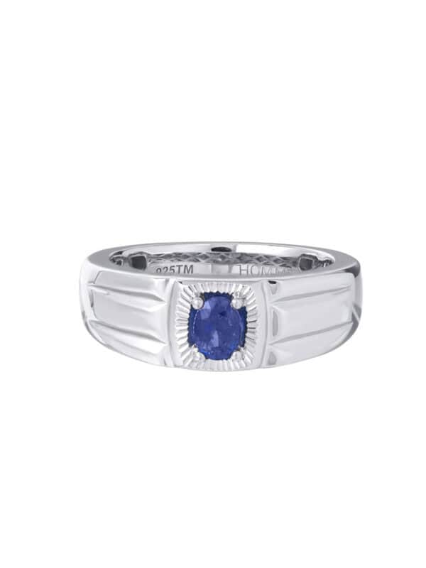 Untitled-1_0003_Curves1copyHOM-R4921 TOMEI Homme Series, Sapphire Silver Ring For Men