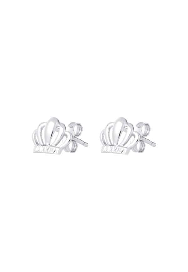 TOMEI Crown Earrings, White Gold 585
