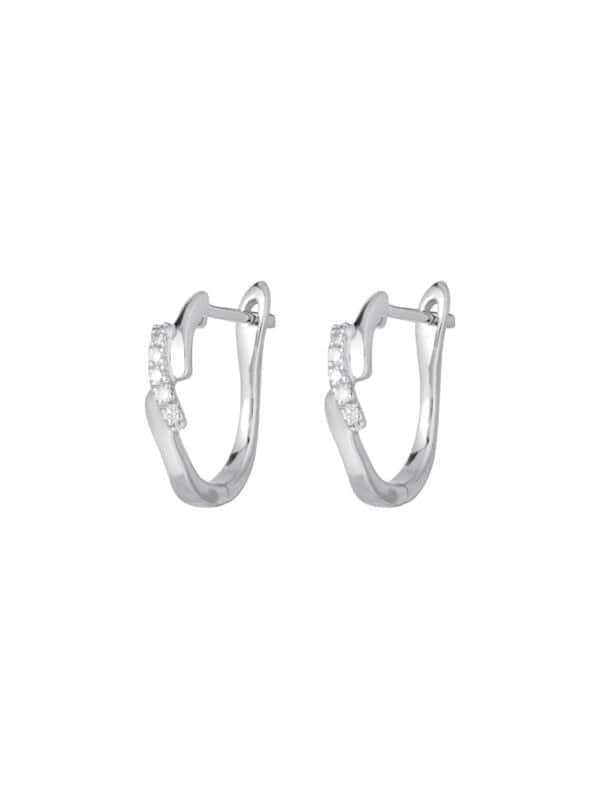 TOMEI Diamond Hoop Earrings, White Gold 585