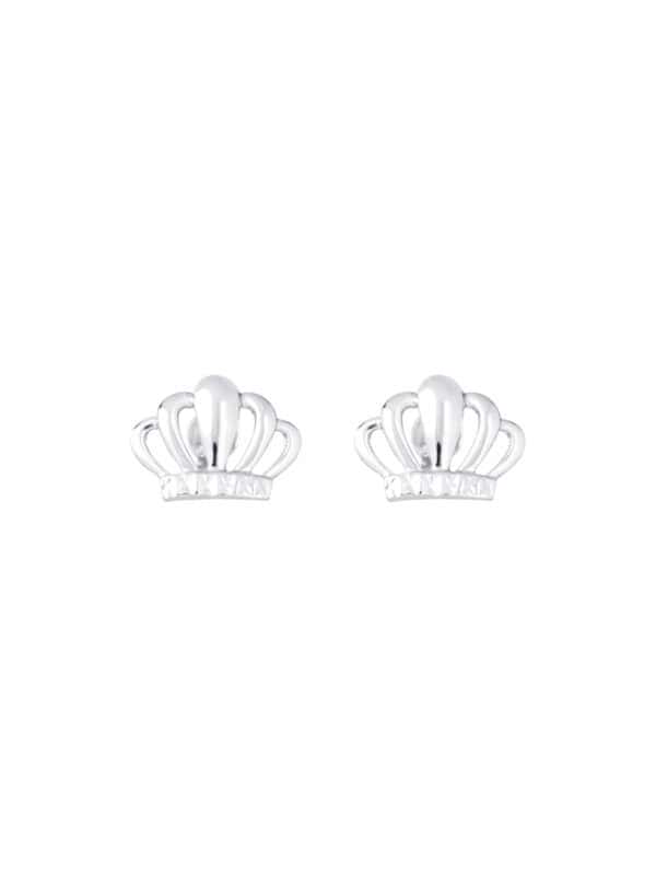 TOMEI Crown Earrings, White Gold 585