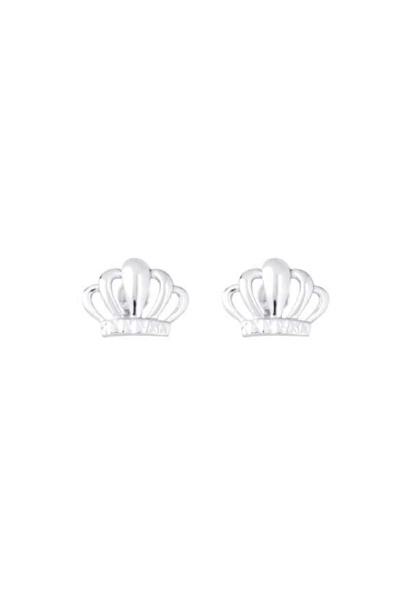 TOMEI Crown Earrings, White Gold 585