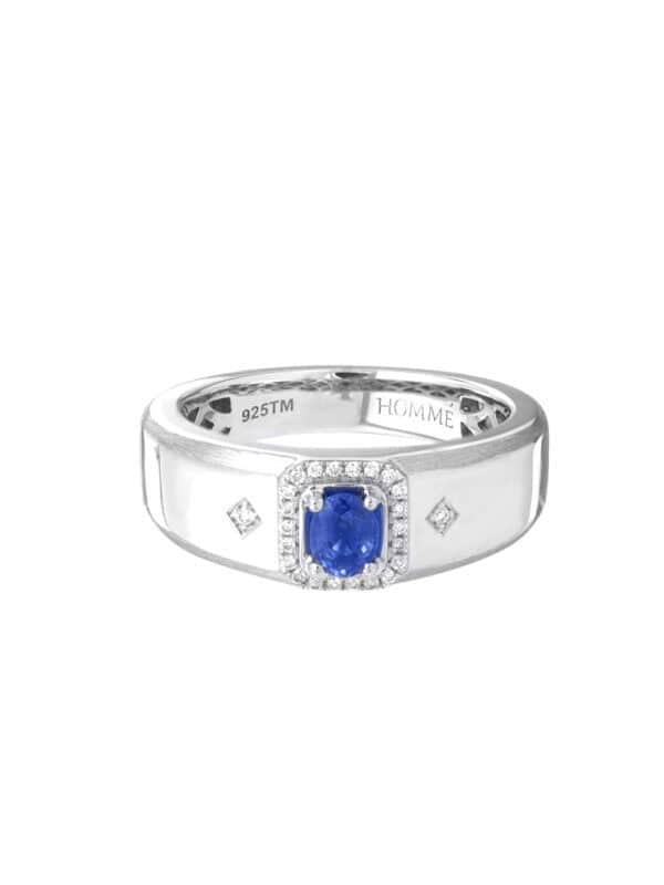 Untitled-1_0006_Curves1copyHOM-R4906 TOMEI Homme Series, Sapphire Silver Ring For Men