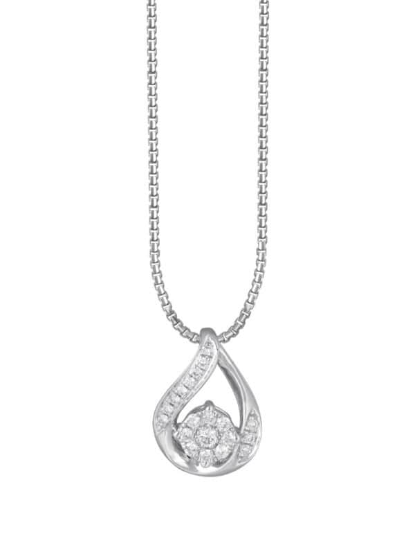 TOMEI Diamond Pendant Set, White Gold 585