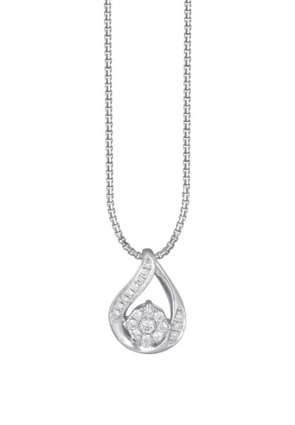 TOMEI Diamond Pendant Set, White Gold 585