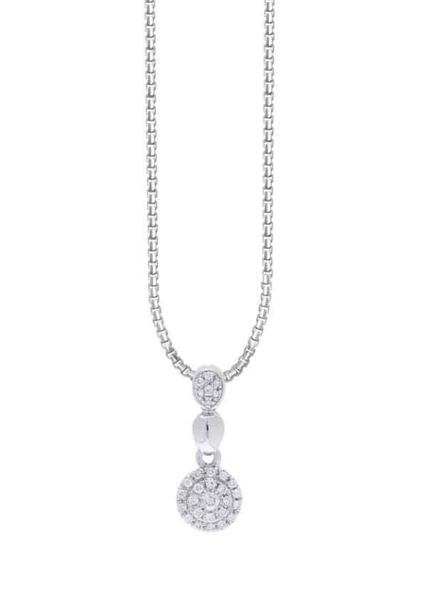 TOMEI Diamond Pendant Set, White Gold 585
