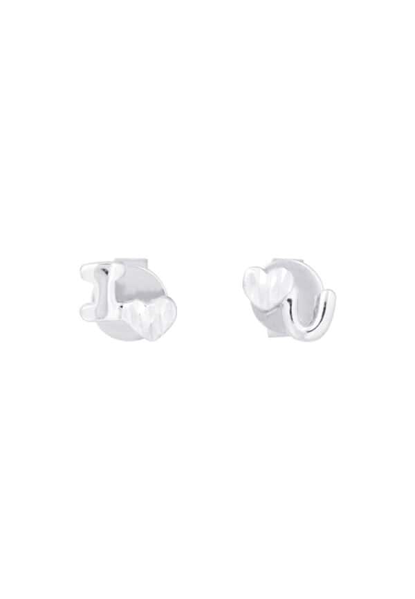 TOMEI I Love U Earrings, White Gold 585
