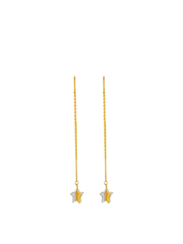 TOMEI Dual-Tone Lusso Italia Twinkly Stars Earrings, Yellow Gold 916