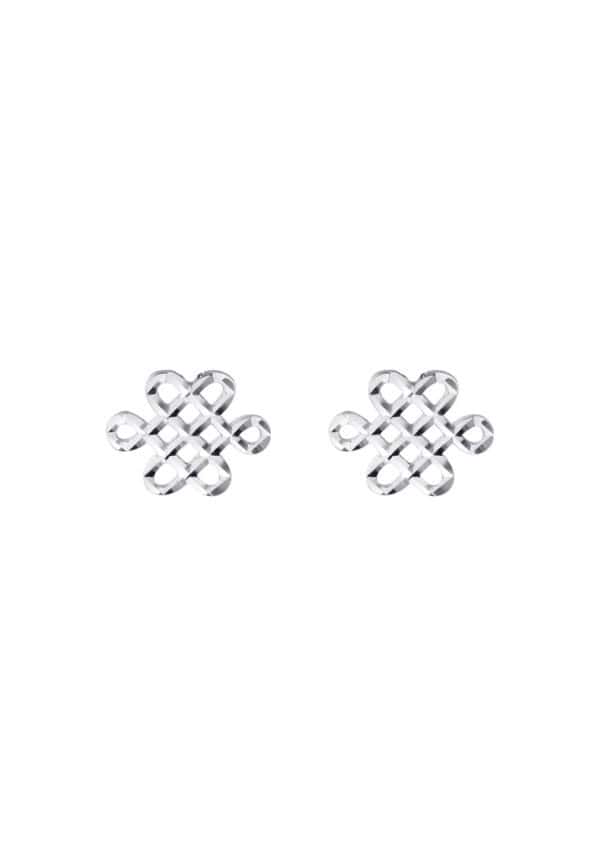 TOMEI Blissful Knot Earrings, White Gold 585
