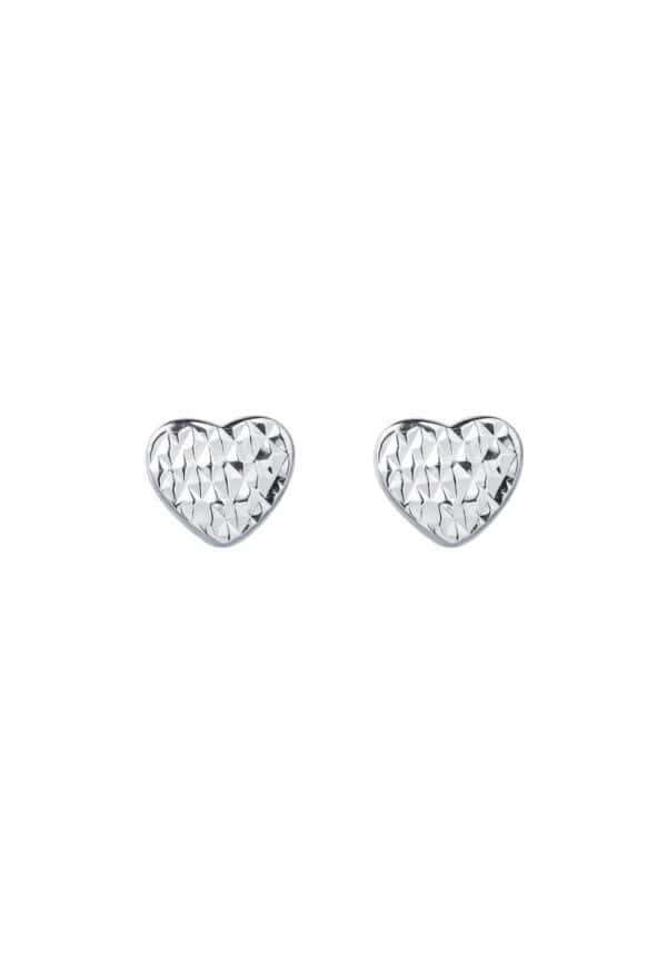 TOMEI Laser Cut Love Earrings, White Gold 585