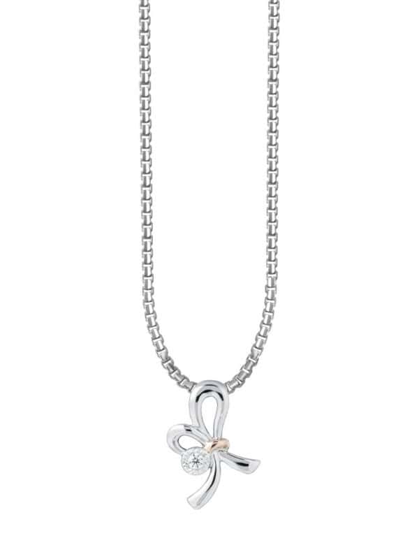 TOMEI Diamond Pendant Set, White+Rose Gold 585
