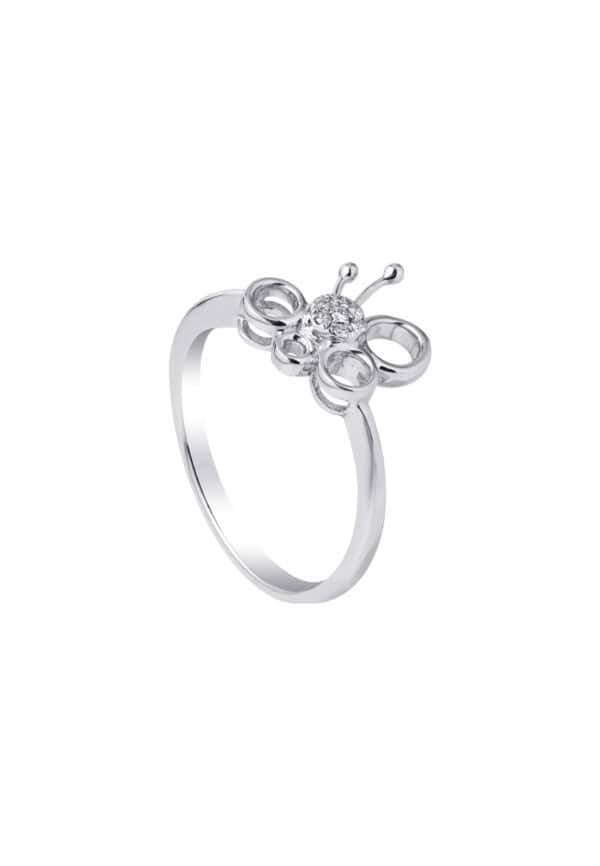 TOMEI Minimalist Butterfly Diamond Ring, White Gold 375