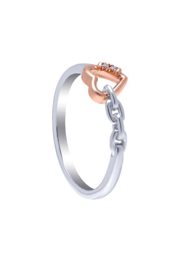 TOMEI Binding With Love Ring, White+Rose Gold 585