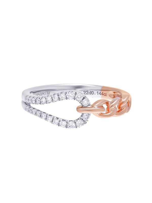 TOMEI Binding With Togetherness Ring, White+Rose Gold 585