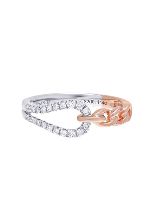 TOMEI Binding With Togetherness Ring, White+Rose Gold 585