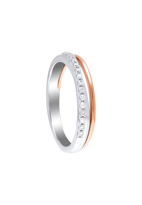 TOMEI Binding With Togetherness Ring, White+Rose Gold 585