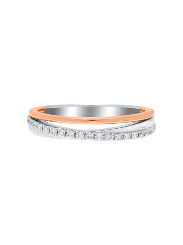 TOMEI Binding With Togetherness Ring, White+Rose Gold 585