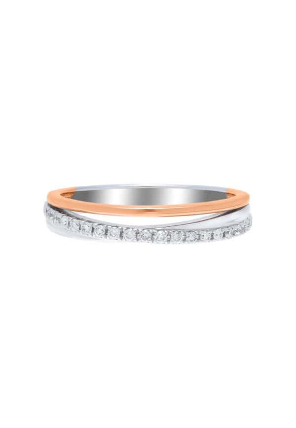 TOMEI Binding With Togetherness Ring, White+Rose Gold 585